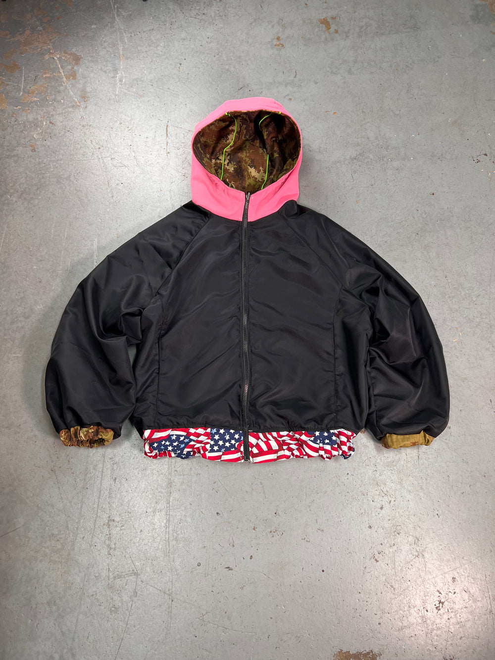 Streetwear reversible jacket, “American dream”