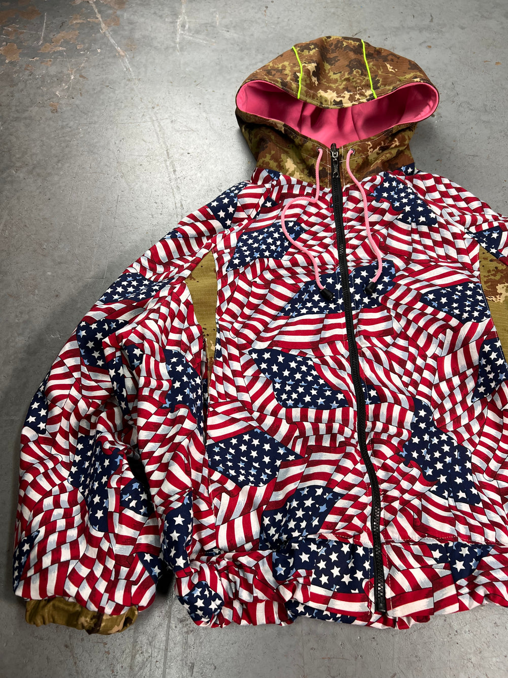 Streetwear reversible jacket, “American dream”