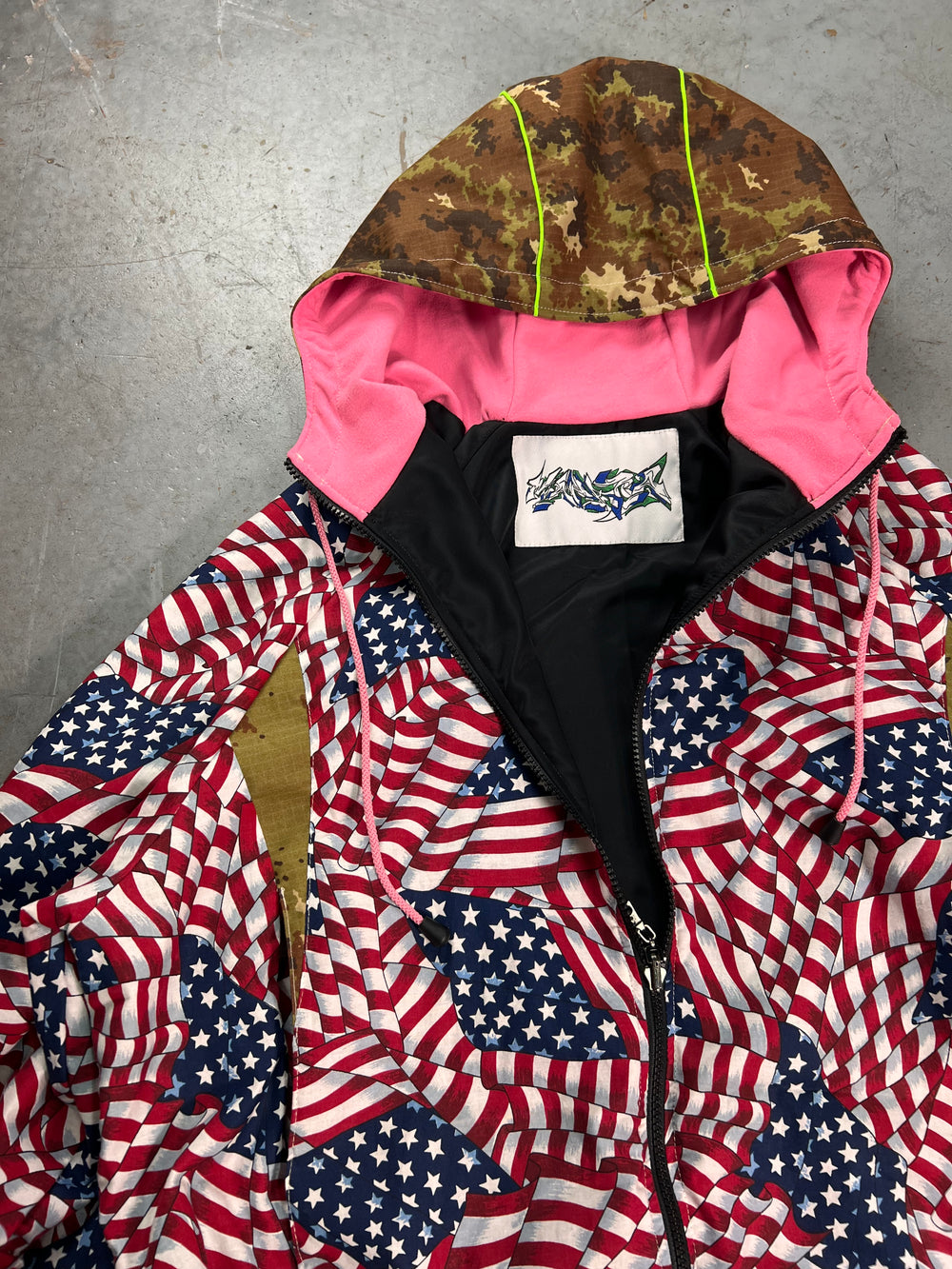 Streetwear reversible jacket, “American dream”