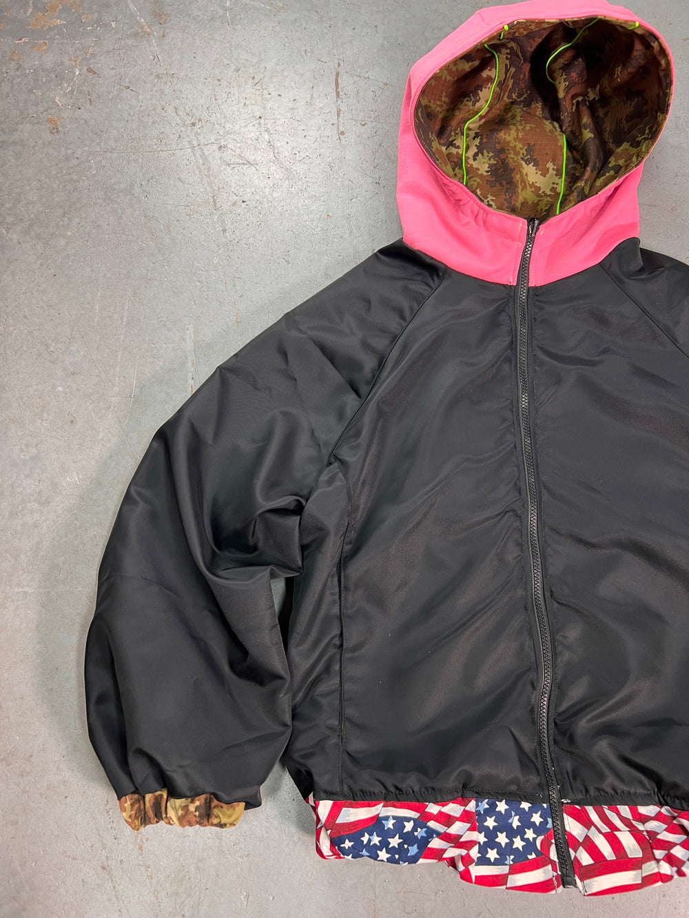 Streetwear reversible jacket, “American dream”